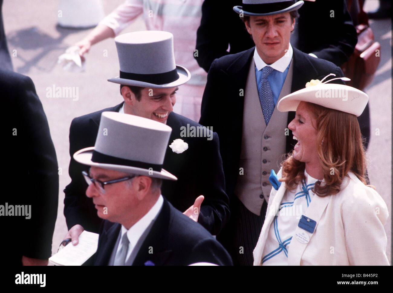 Prince Andrew with his wife the Duchess Of York at Ascot 1985 Stock