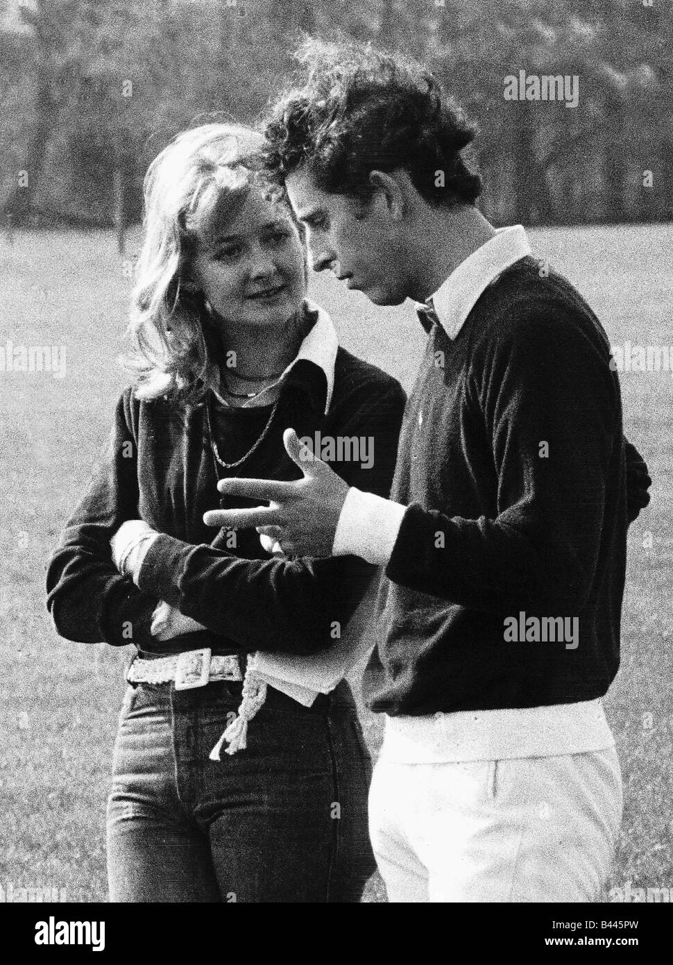 Prince Charles Prince of Wales with former girlfriend Jane Ward assistant manager of the Guards Polo Club at Windsor May 1978 Stock Photo