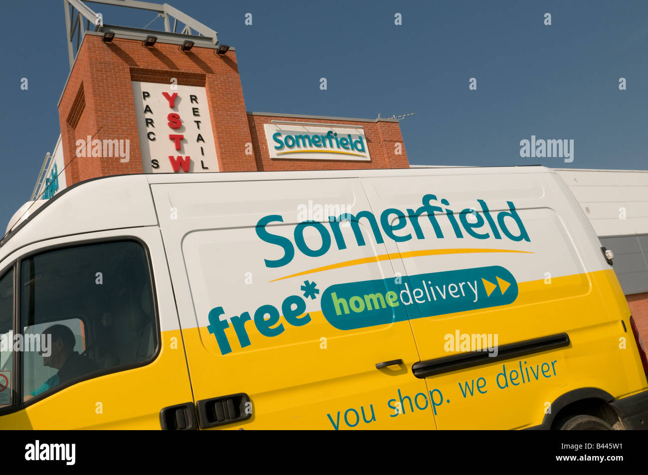 Somerfield supermarket free home delivery service, Aberystwyth wales UK Stock Photo