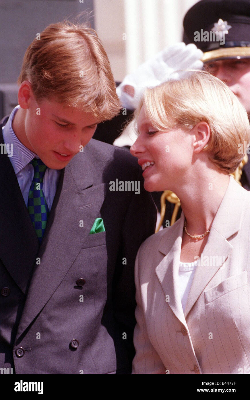 Prince William and Zara Phillips in August 1998 at Clarence for the Queen  Mother s 98th Birthday Celebrations Prince William Stock Photo - Alamy