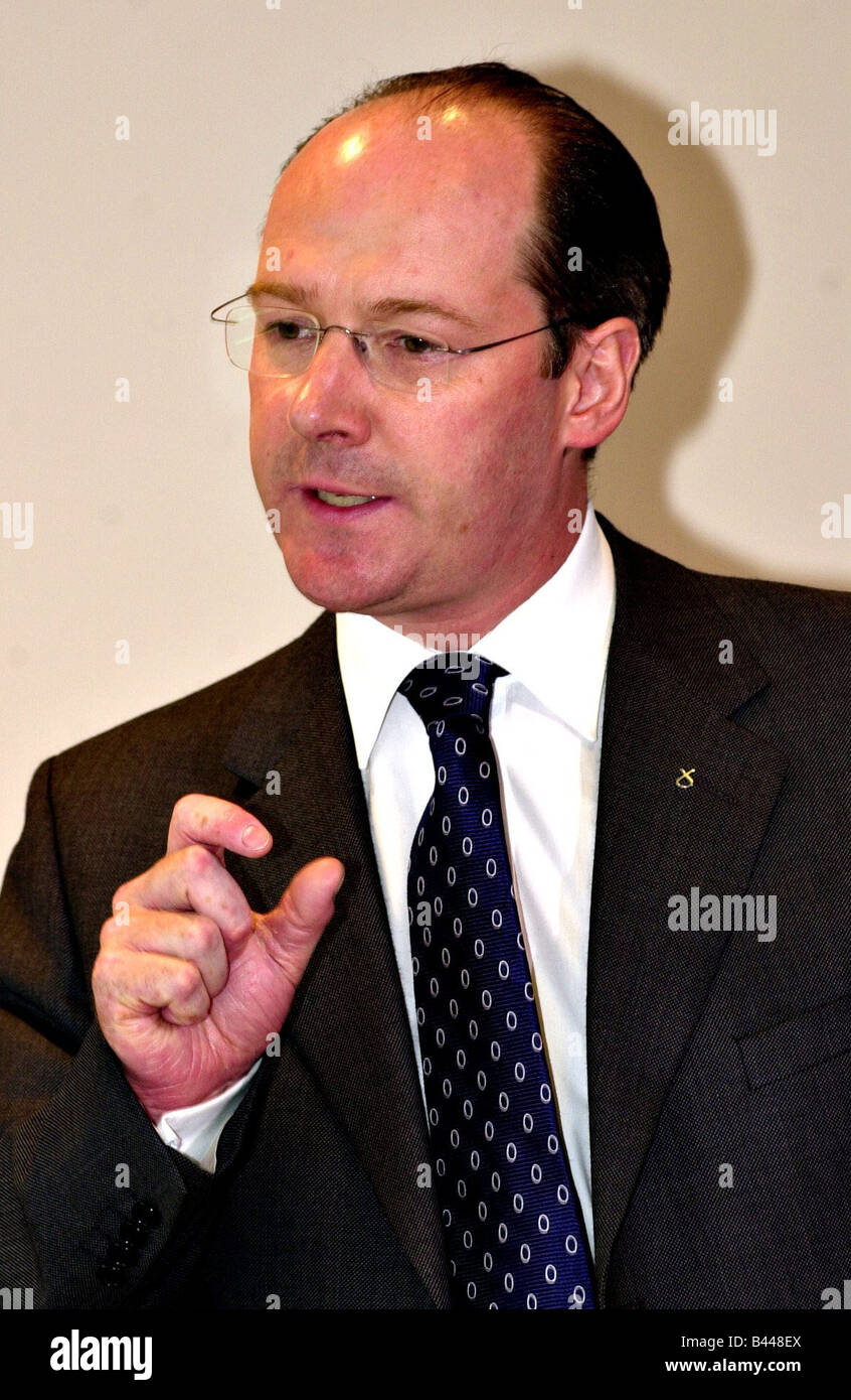 John Swinney SNP party leader 13th August 2003 speaking at press conference in Glasgow Stock Photo