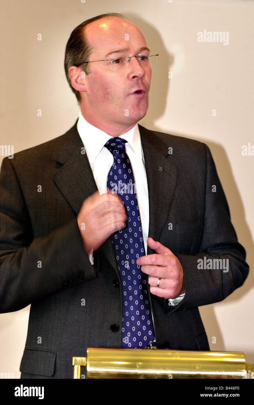 SNP leader John Swinney speaking at a press conference in Glasgow August 2003 Stock Photo