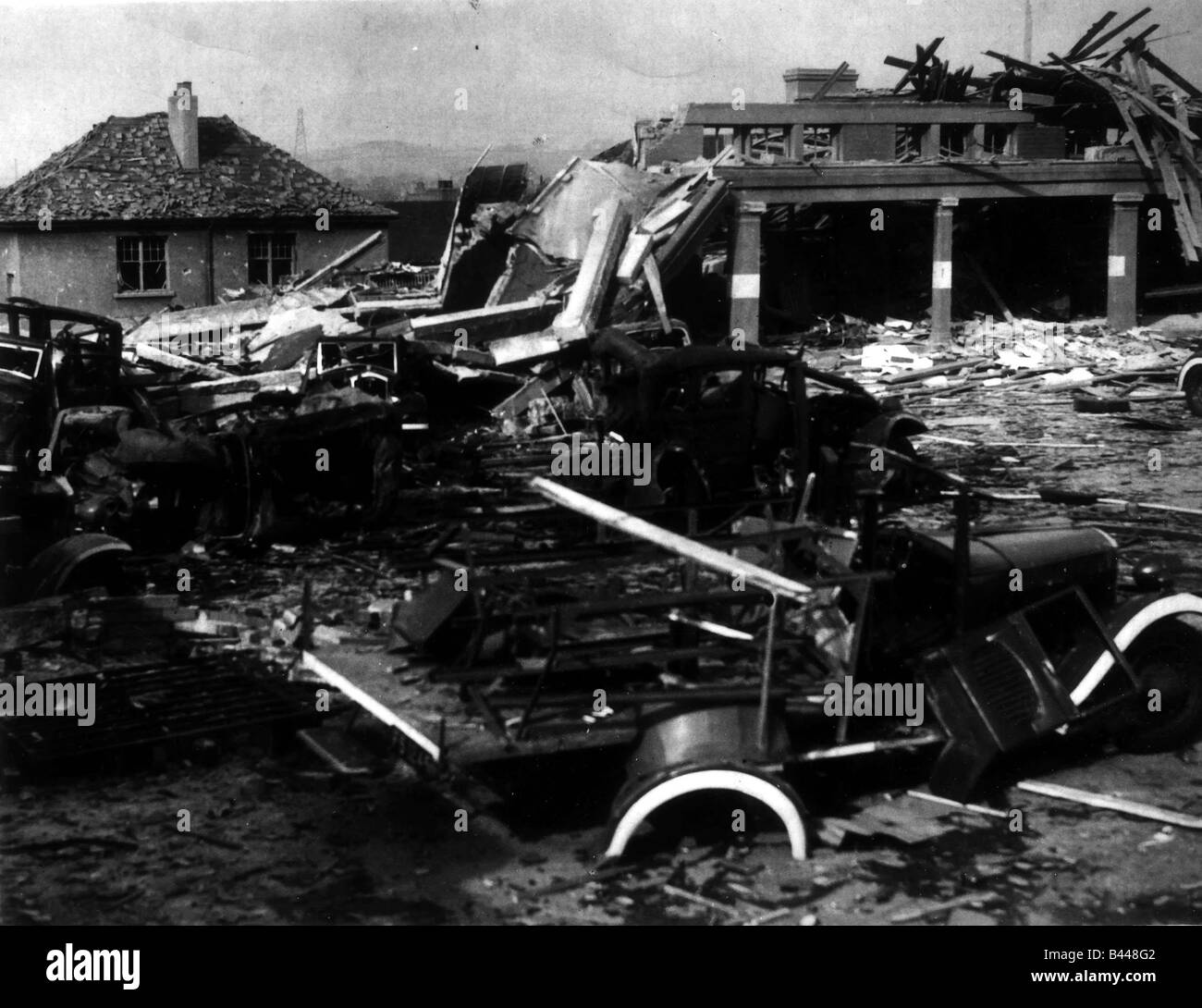 Clydebank Blitz March 1941 Bankhead Primary School flattened Stock