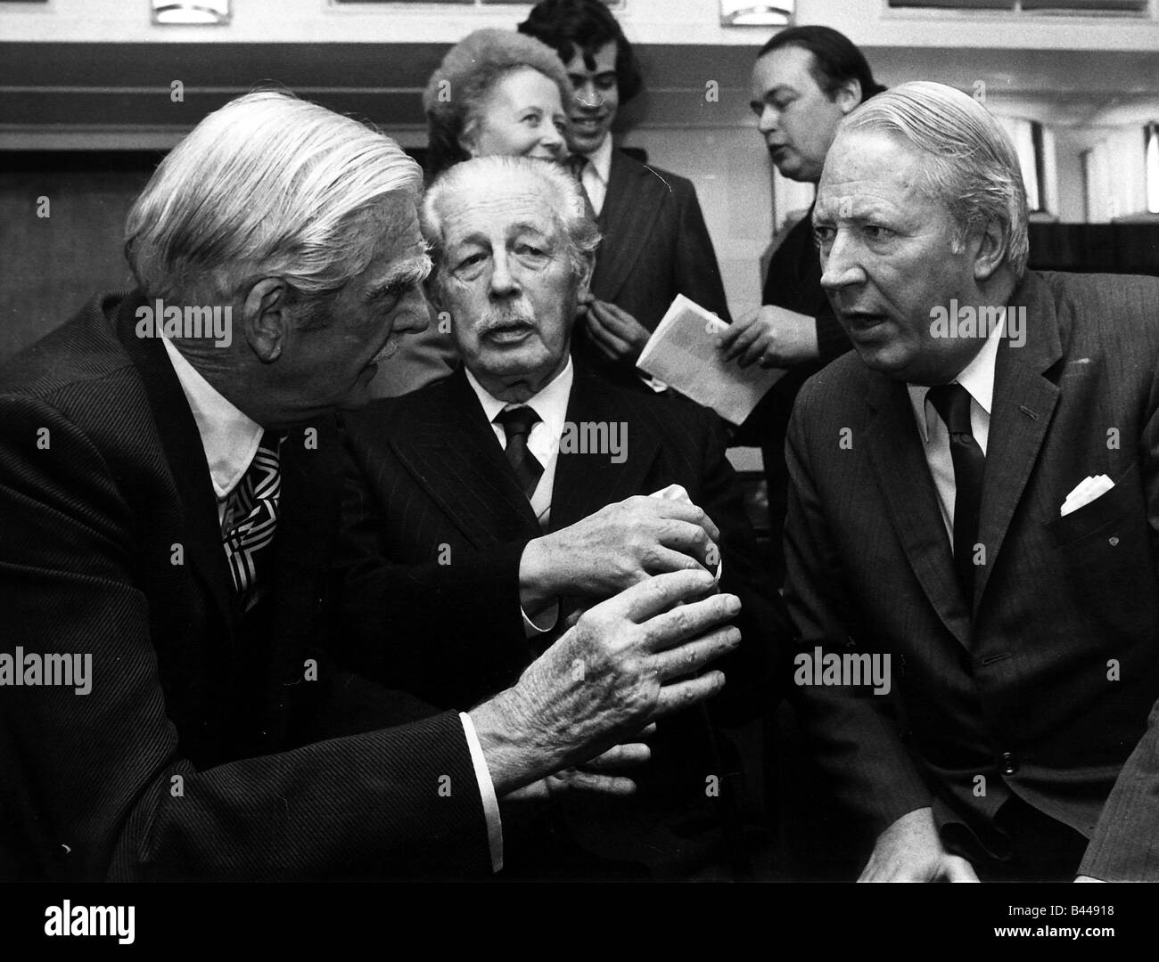 Edward Heath Prime Minister R with Anthony Eden L former Prime Minister and  Harold Macmillan former Prime Minister 1973 Stock Photo - Alamy