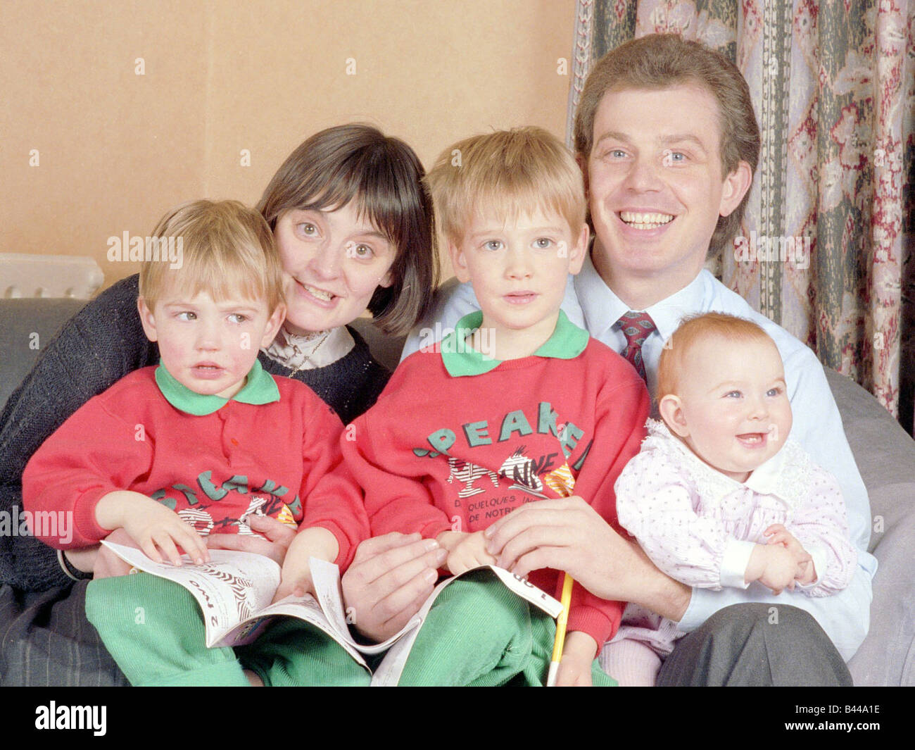 Tony Blair and family December 1988 Tony Blair future labour prime