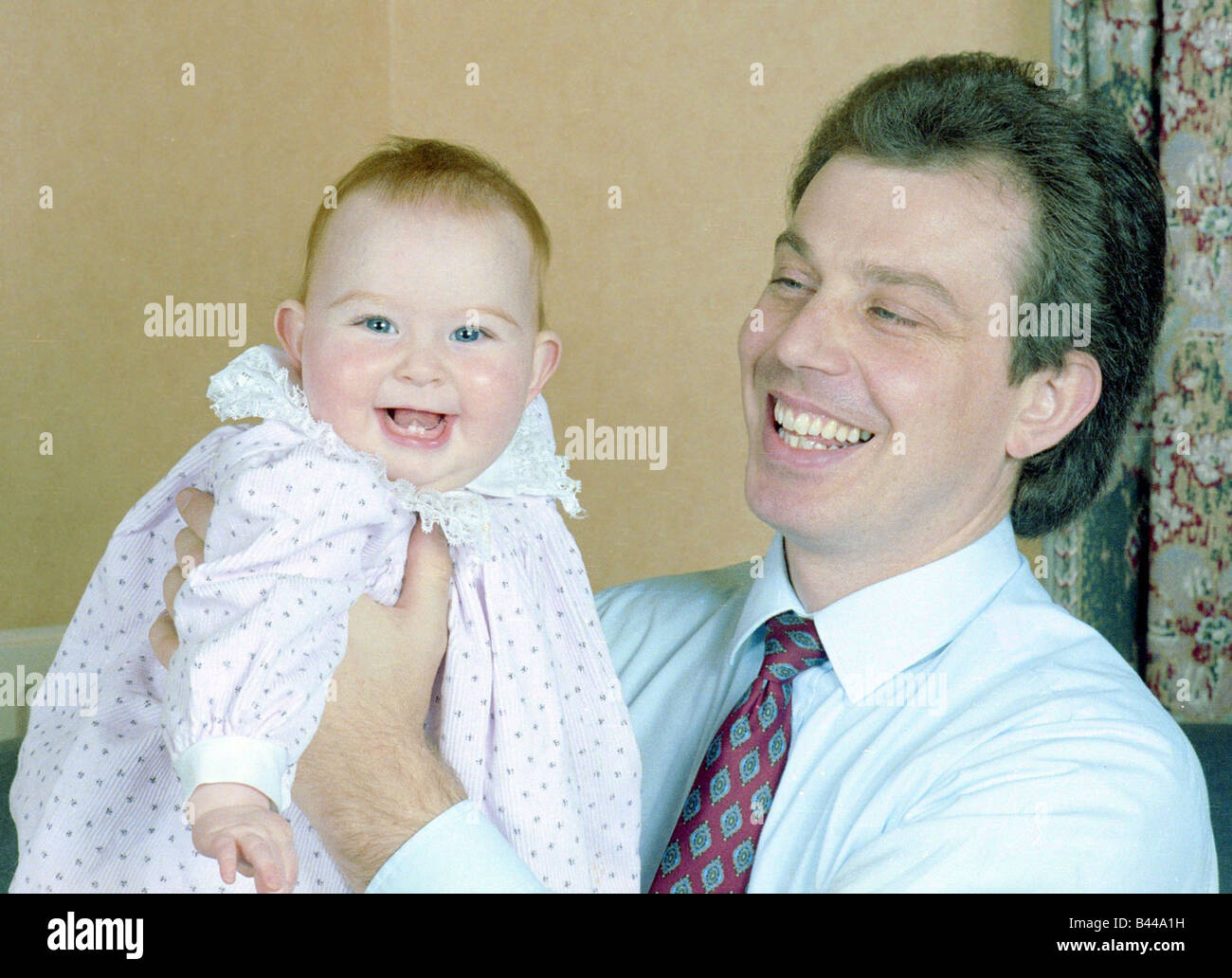 Tony Blair future labour prime minister with his daughter Kathryn December 1988 Stock Photo