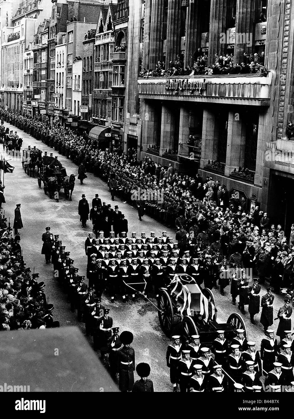 Winston Churchills MP former Prime Minister funeral procession in London 1965 Stock Photo