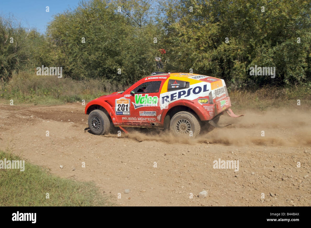 Pax Rally - Lisboa-Portimão - Dakar series - car 201 - Repsol Mitsubishi Ralliart - Stéphane Peterhansel and Jean-Paul Cottret Stock Photo