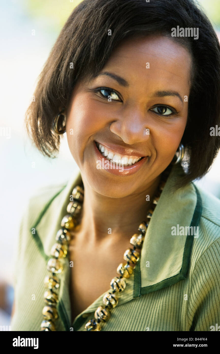 Close up of African woman smiling Stock Photo - Alamy