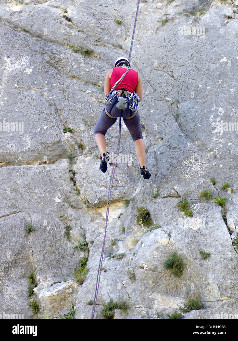 Climber in the mountains of Sardinia Stock Photo