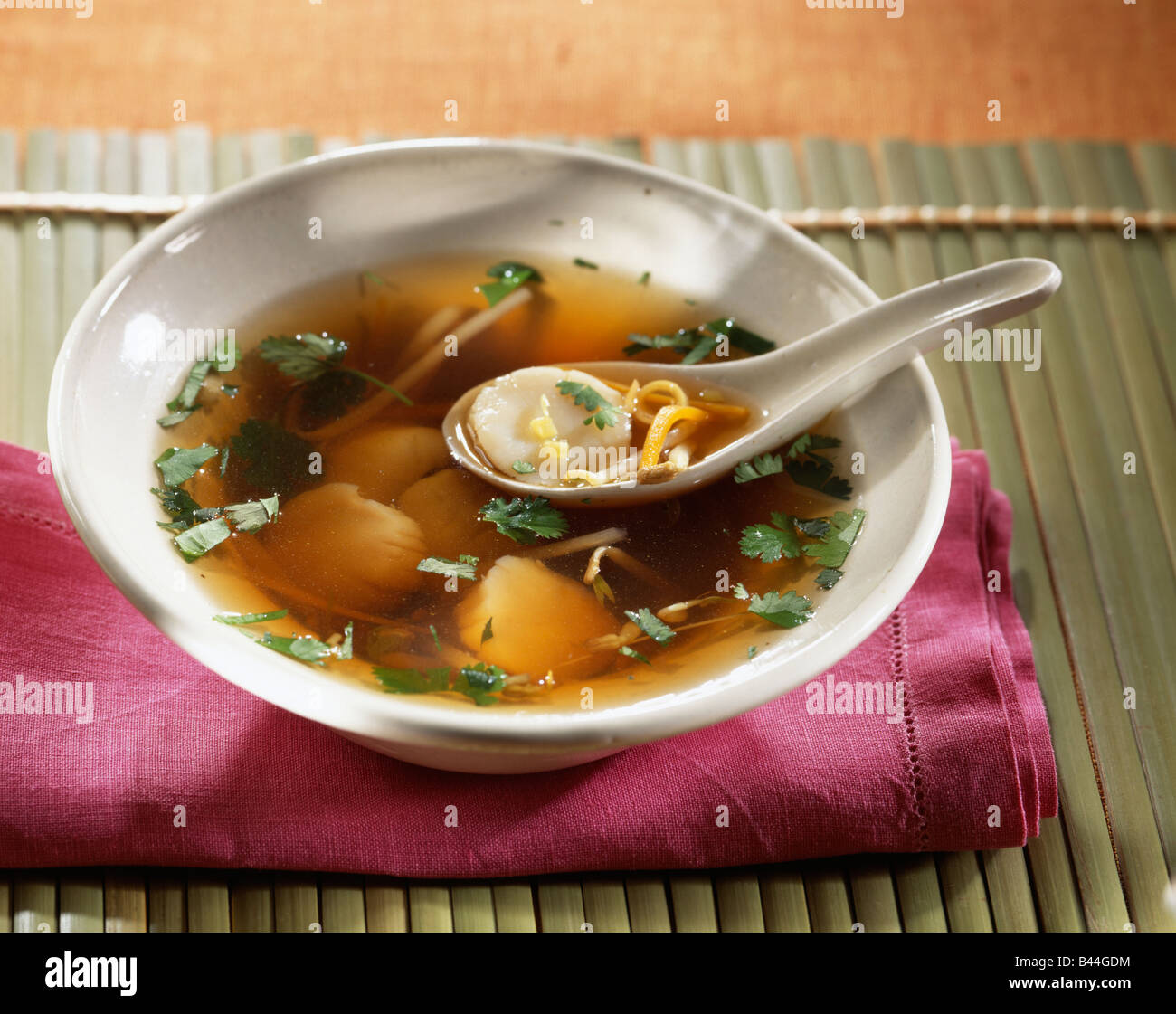 Asian scallop clear soup Stock Photo Alamy