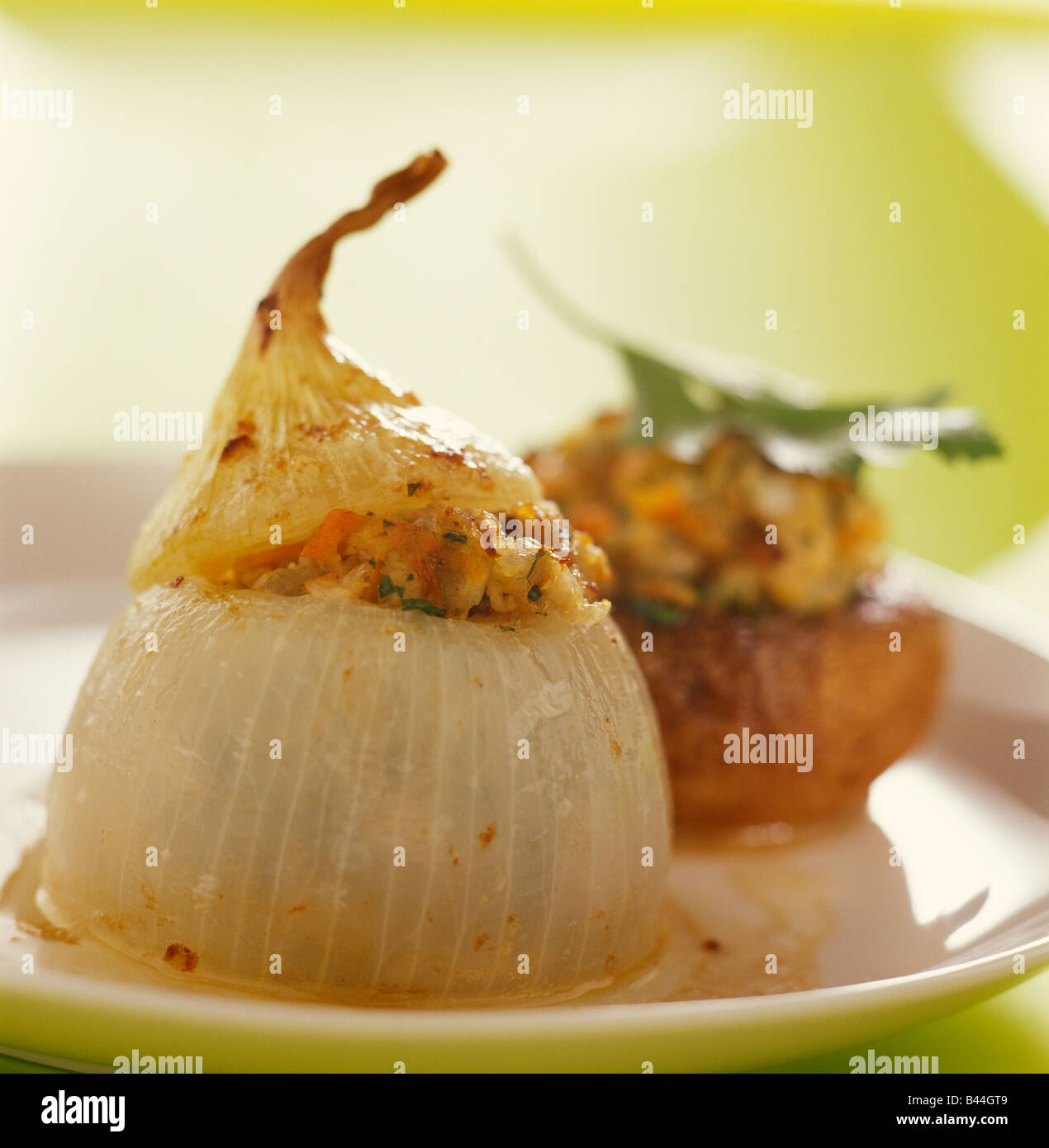 onion and mushroom stuffed with blanquette Stock Photo Alamy