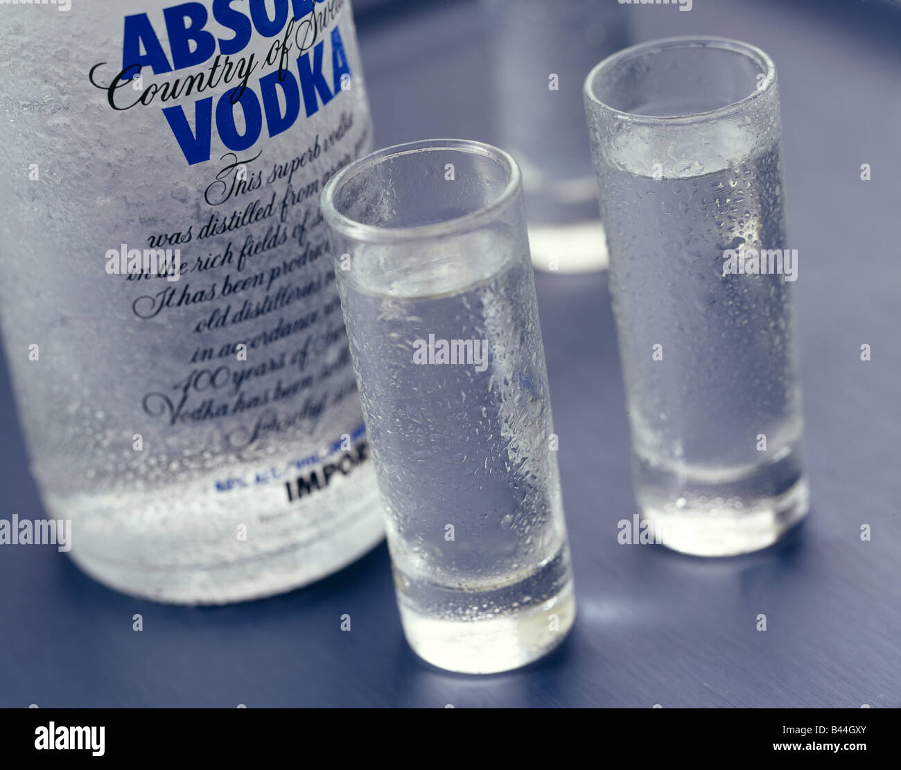 Bottle and glasses of vodka Stock Photo Alamy