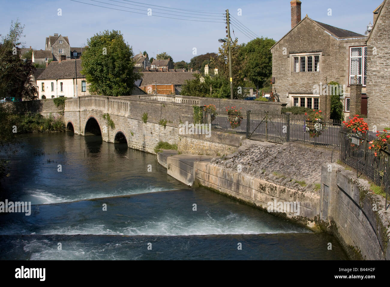 stone arched bridge Malmesbury town centre wiltshire england uk gb Stock Photo
