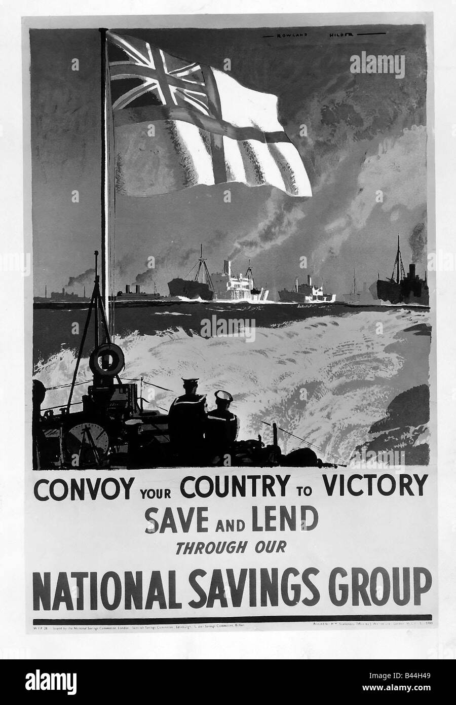 WW2 poster asking people to save through National Savings Group and help the war effort March 1940 Stock Photo