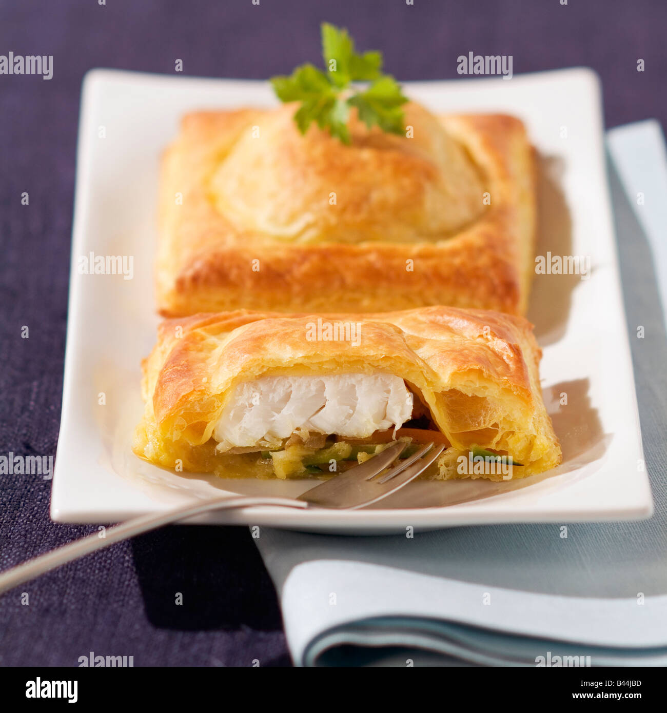 Flaky pastry cod pies Stock Photo Alamy
