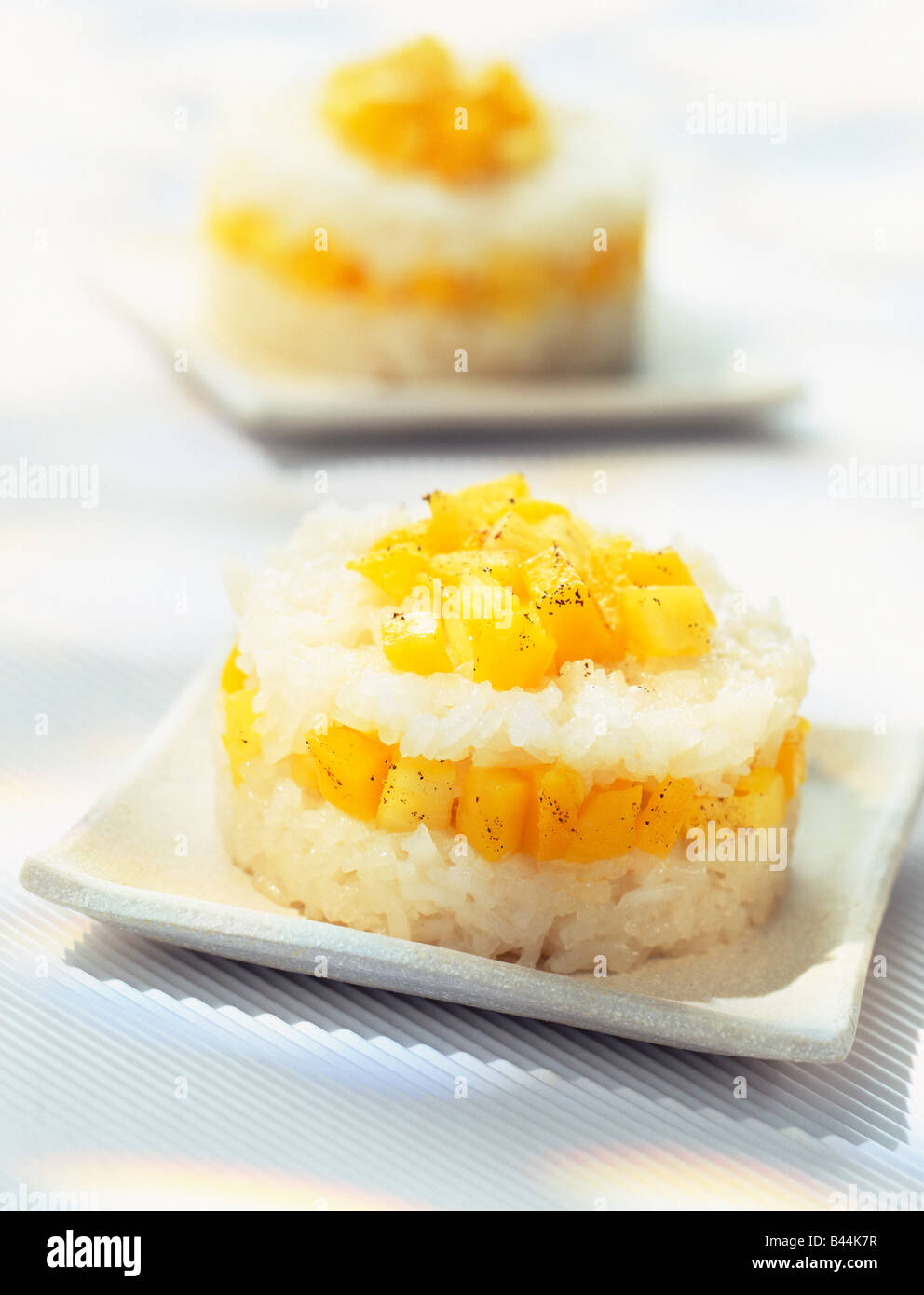 sticky coconut milk rice with pineapple and mango Stock Photo Alamy