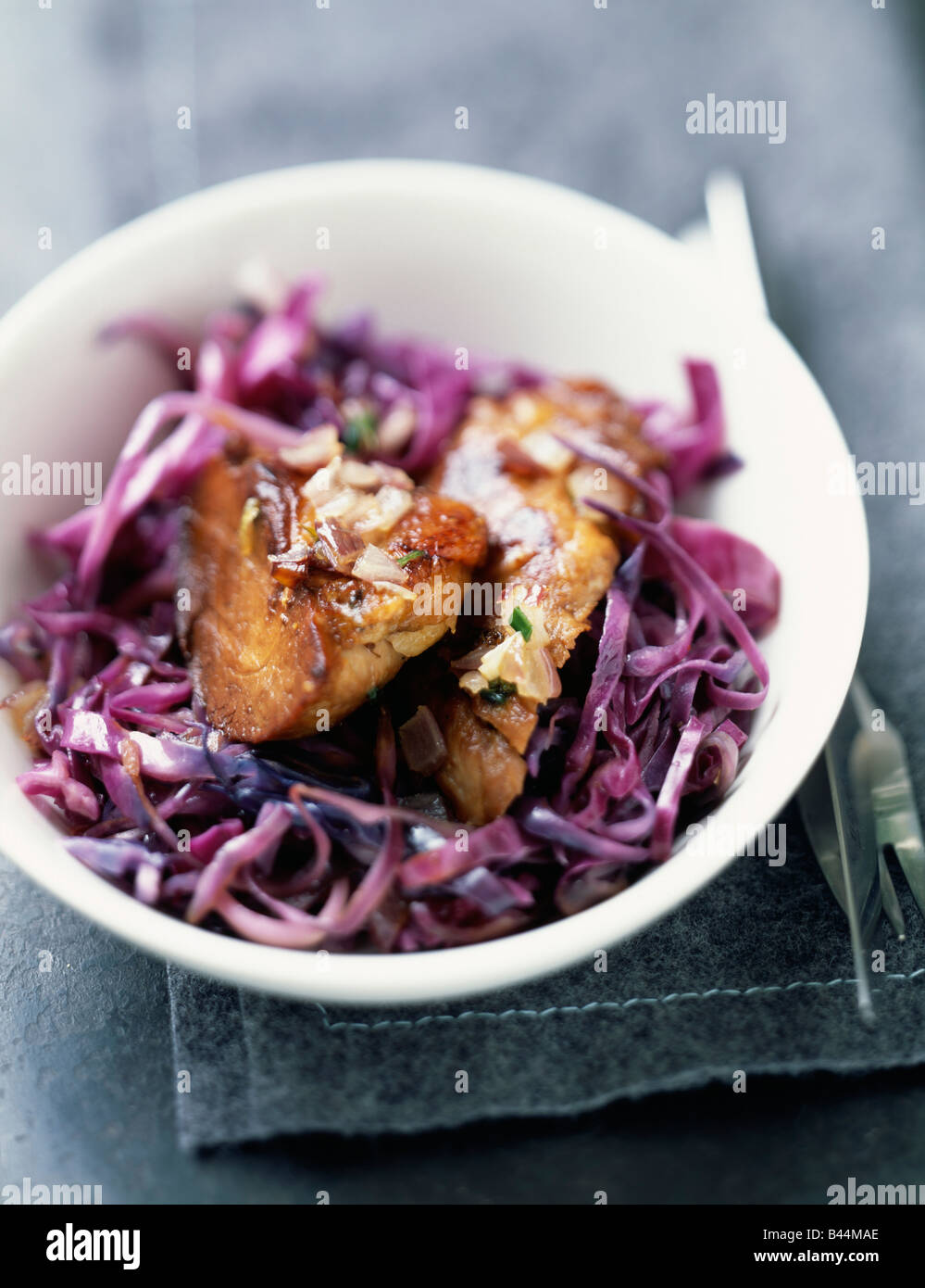 Veal filet mignon with red cabbage fondue Stock Photo Alamy