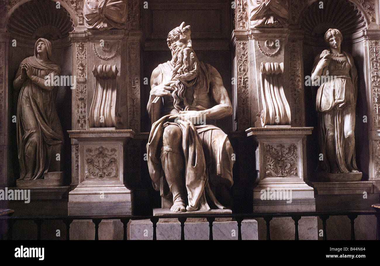 Italy Rome Sculpture of Moses by Michelangelo in Church of St Pietro in
