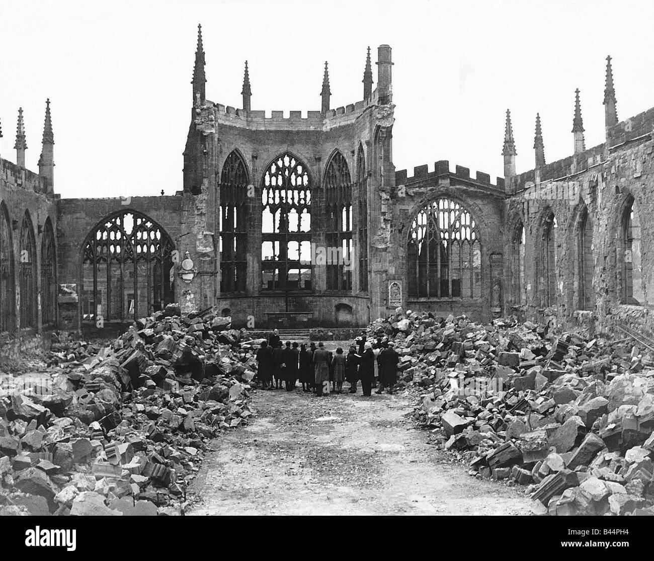 War Air raids Coventry Cathedral damaged by bombs Dbase MSI circa 1940 Stock Photo