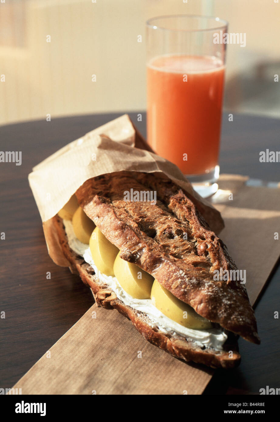 Goat cheese and apple sandwich Stock Photo Alamy