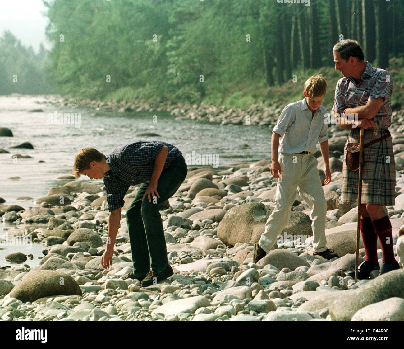 Prince Charles with sons at Balmoral August 1997 Prince William and