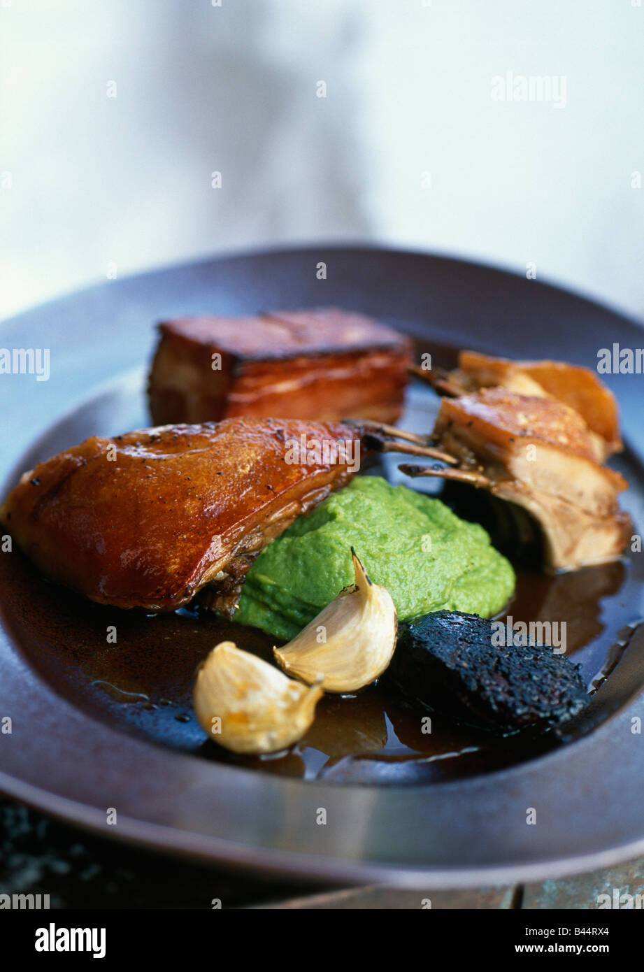 Pork four different ways Stock Photo