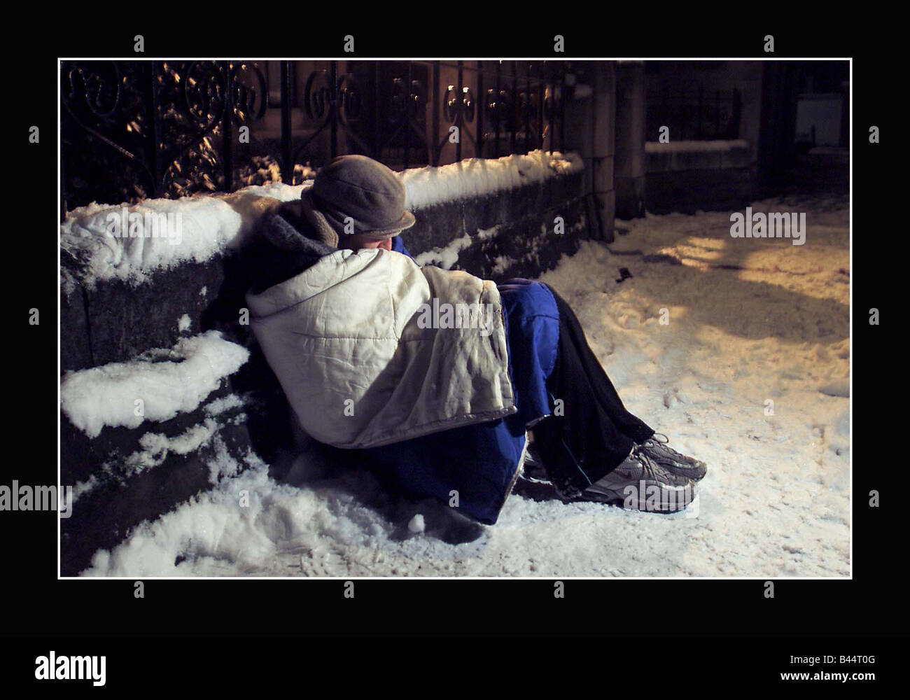 Homelessness Rough Sleepers January 2003 As snow and freezing temperatures swept accross London amongst the hardest hit Stock Photo