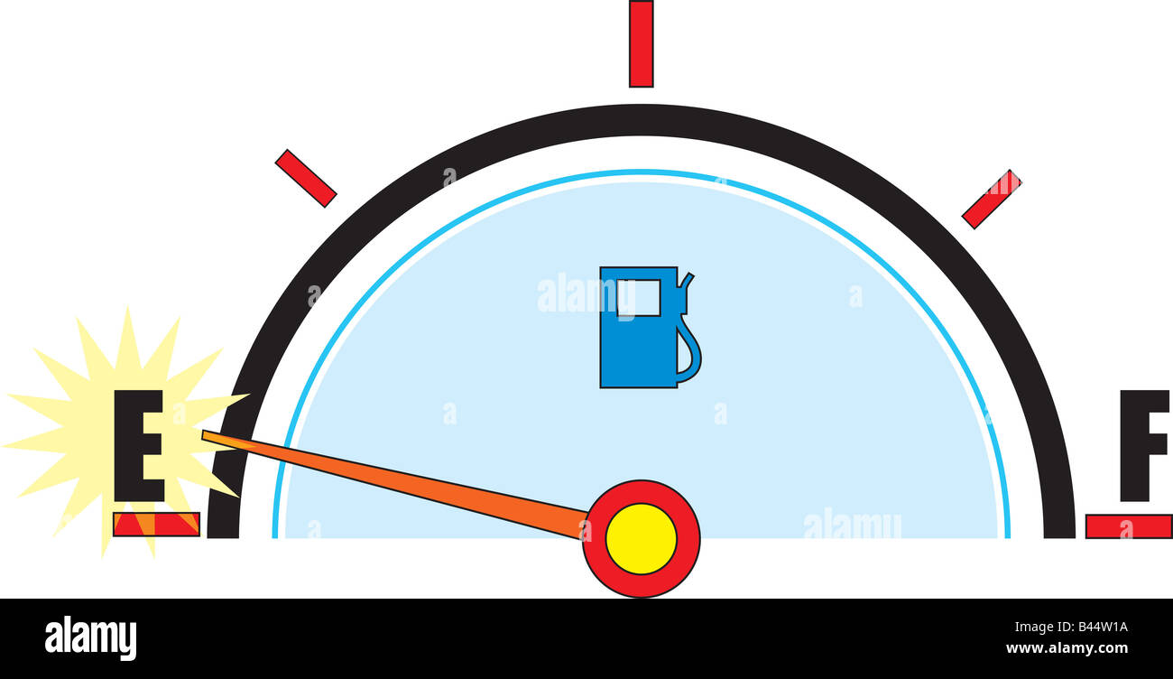 A gas gauge with it s needle on empty Stock Photo Alamy