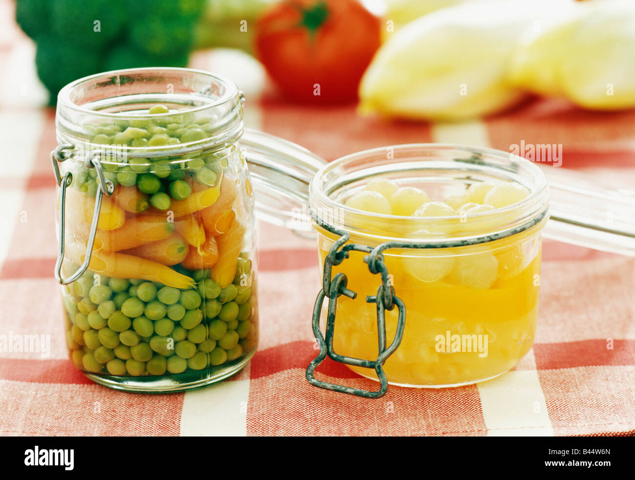 fruit and vegetables in jars Stock Photo Alamy