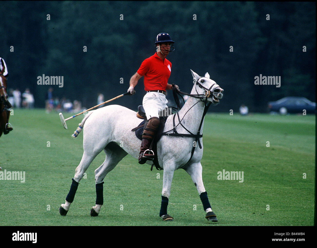 Prince Charles playing polo at Windsor May 1988 Stock Photo