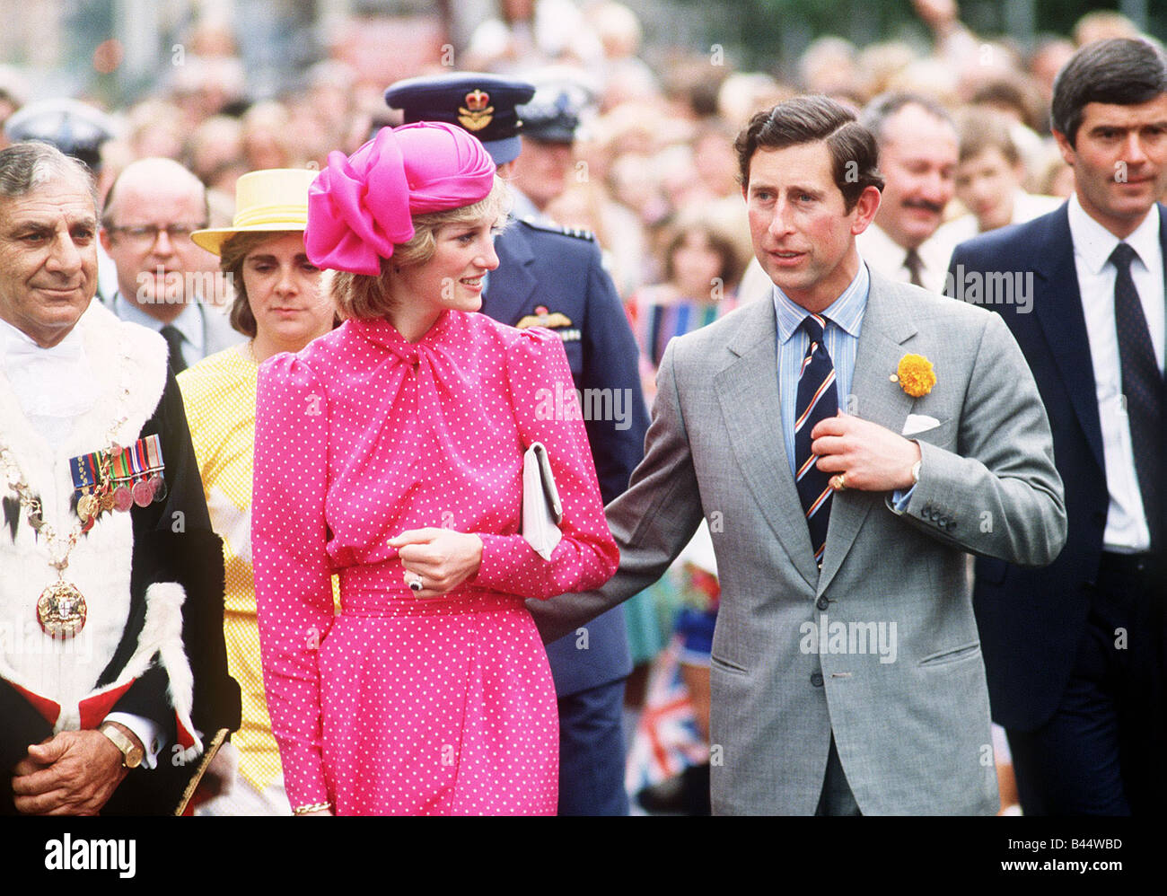 Prince and Princess of Wales at Guards Polo Club Windsor June 1983 Stock Photo