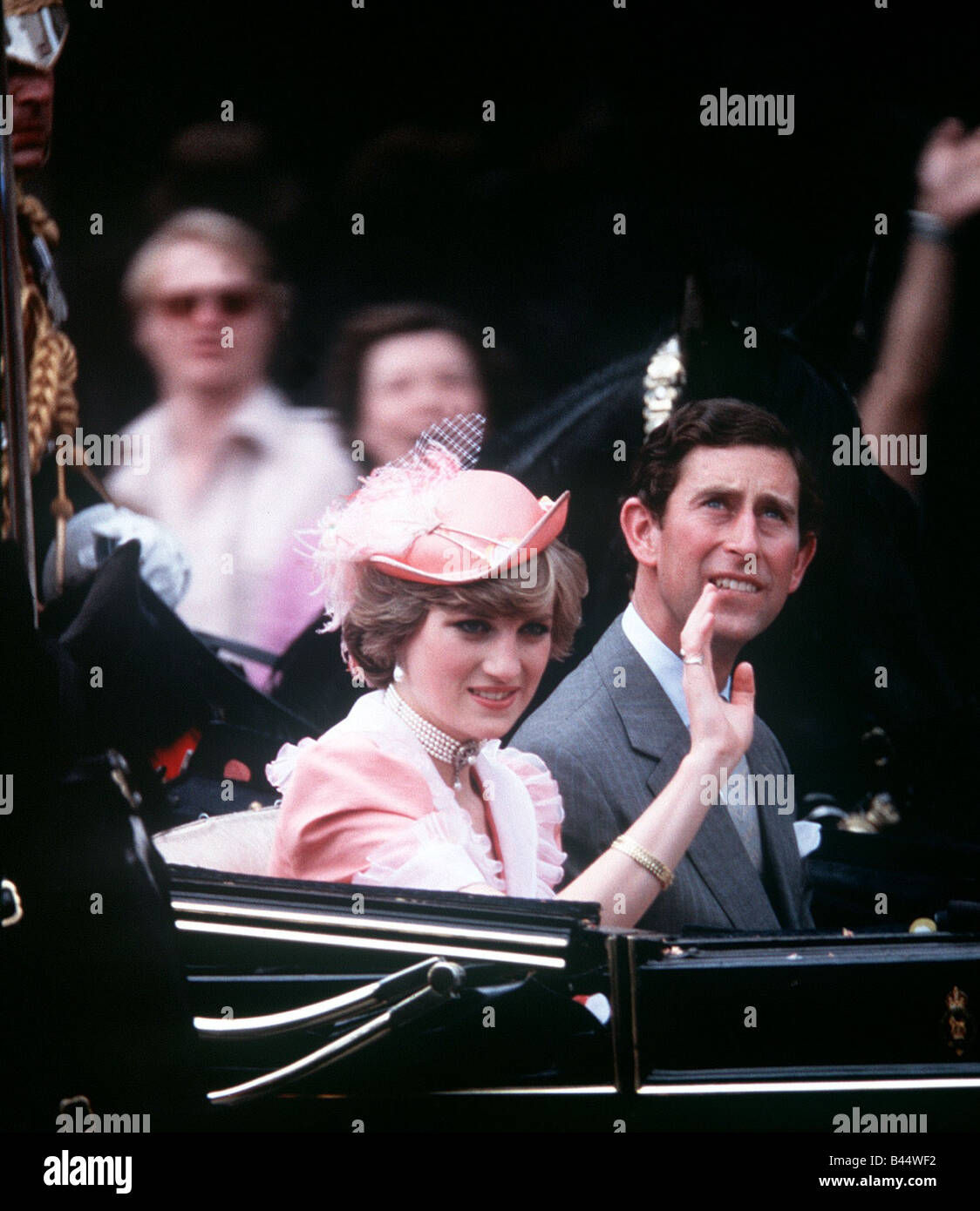 Royal Wedding Prince Charles and Princess Diana drive to Waterloo July 1981 Stock Photo