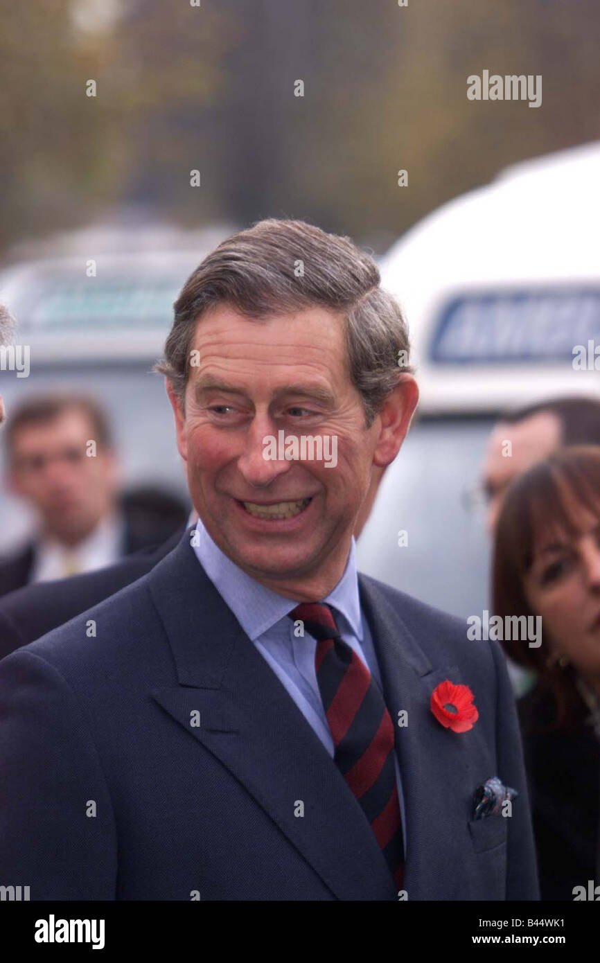 Prince Charles arrives in Bulgaria for overseas visit November 1998 Wearing poppy for Remembrance Stock Photo