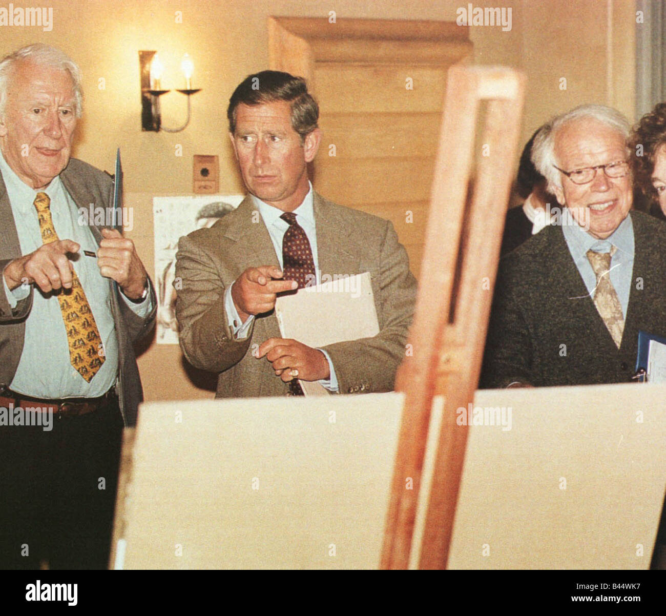 Prince Charles at Young Artist of Britain Exhibition November 1998 The Prince is one of the judges selecting the winner Stock Photo