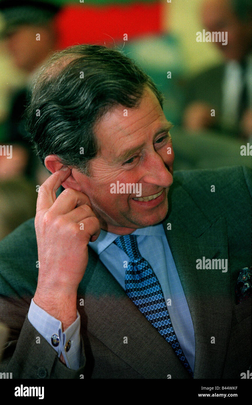 Prince Charles December 1998 Visting a school in Norwich scratching ear Stock Photo