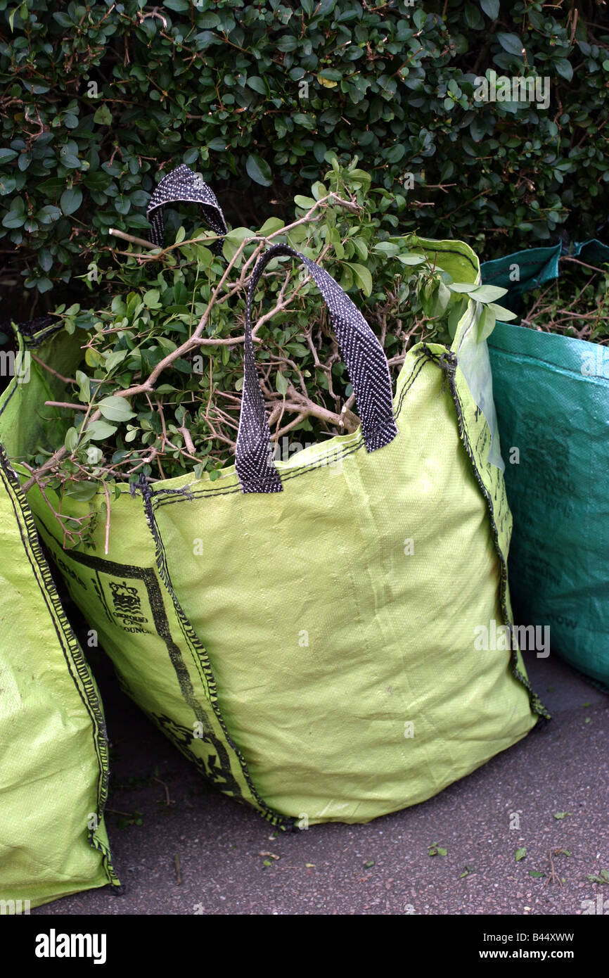 Garden Waste Refuse Sacks Stock Photo Alamy