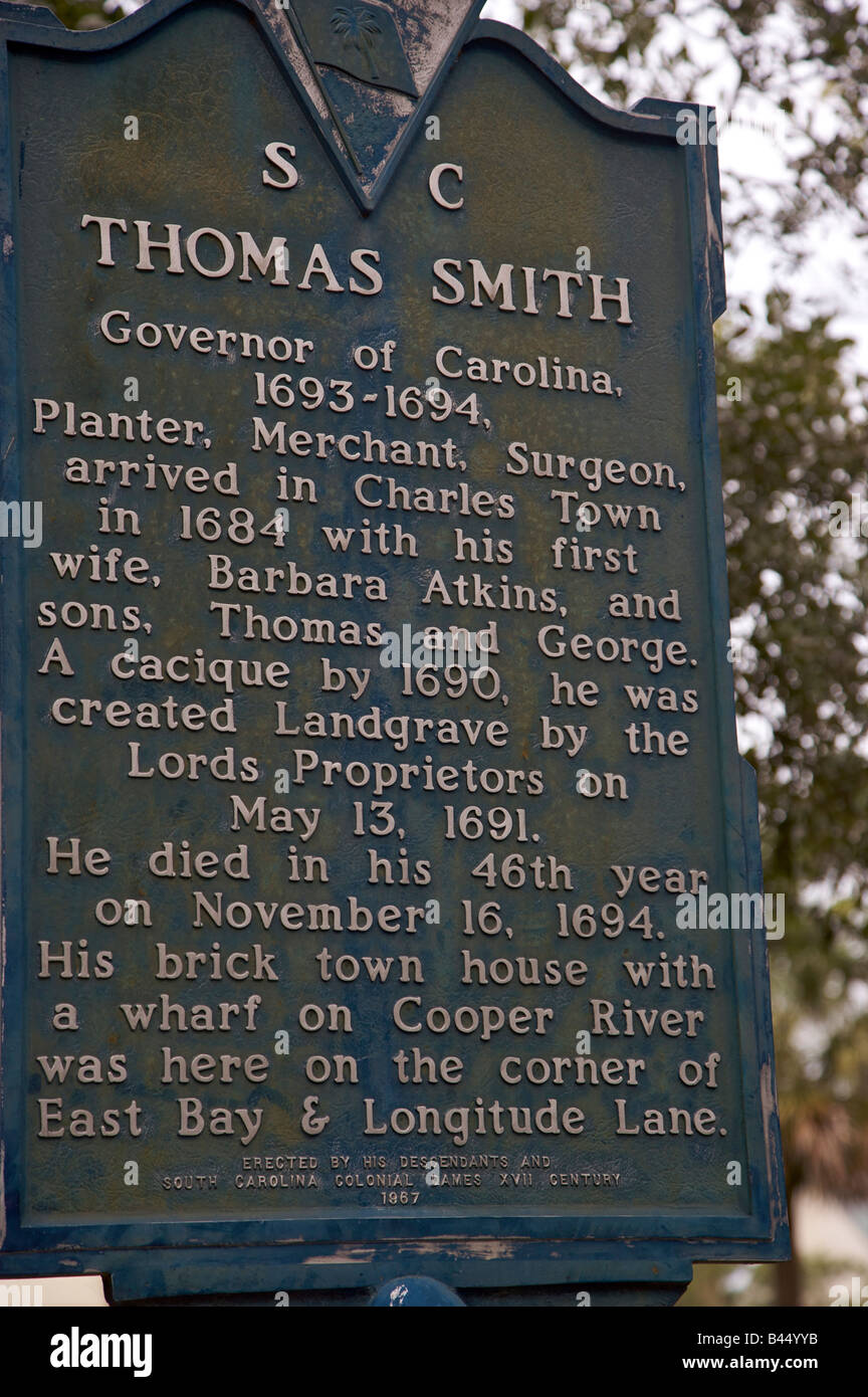 Historic marker at the home of South Carolina Governor Charles Smith in