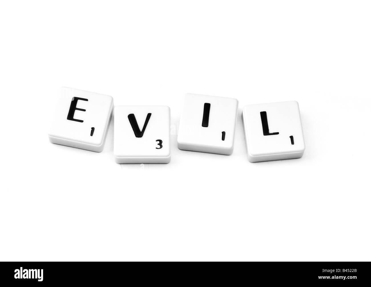 Plastic letters forming the word evil Stock Photo