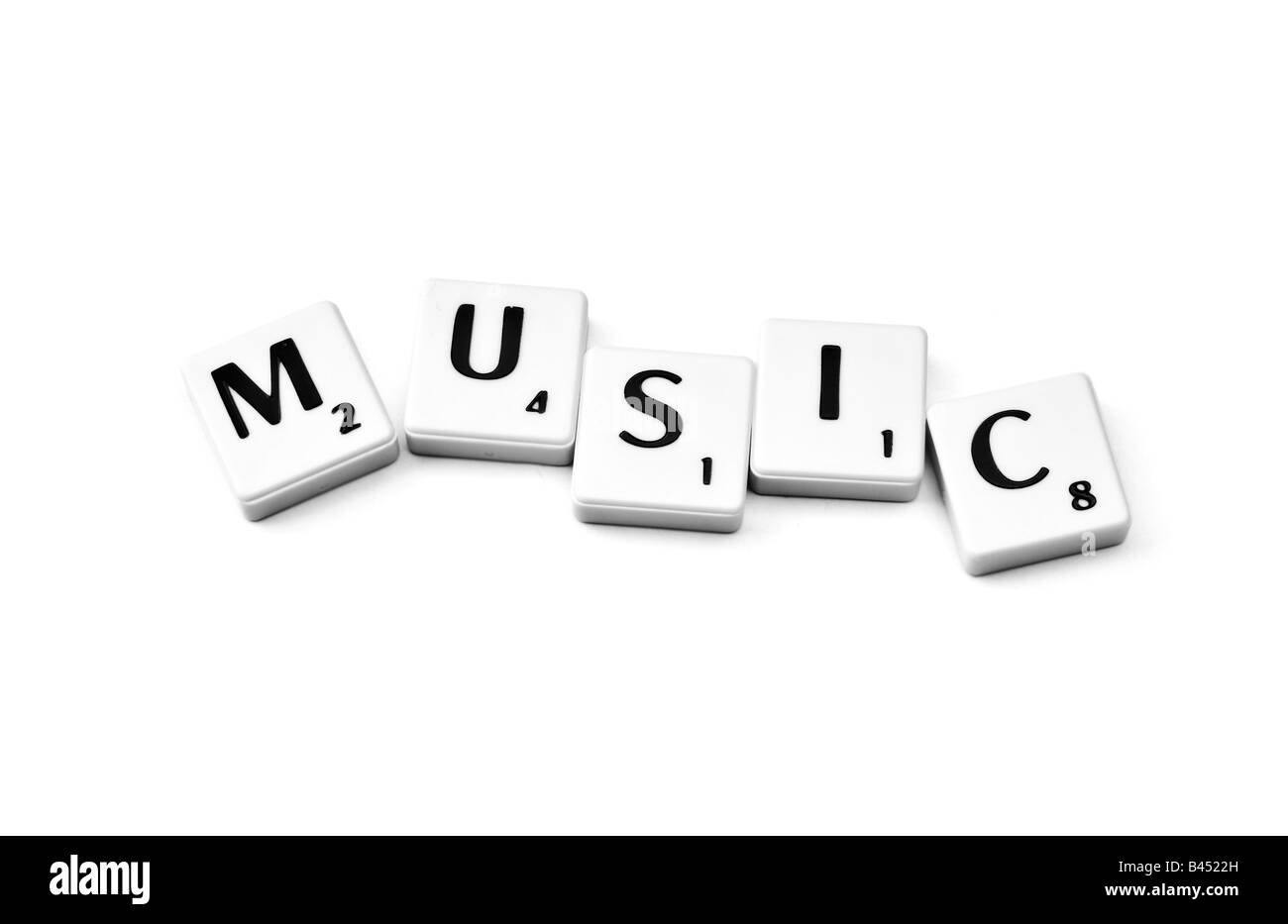 Plastic letters forming the word music Stock Photo