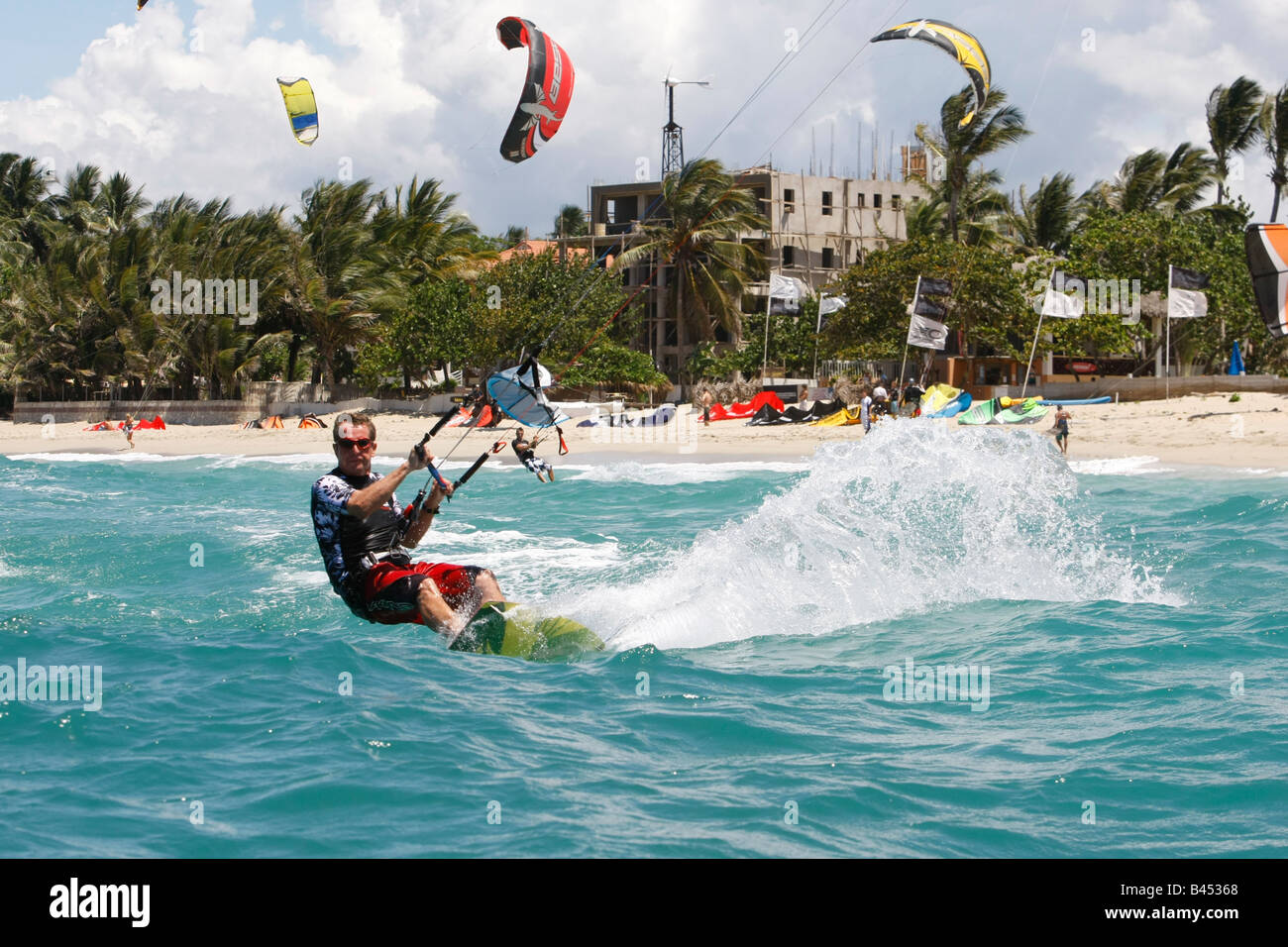 kite boarding at kite beach in the Dominican Republic Stock Photo Alamy