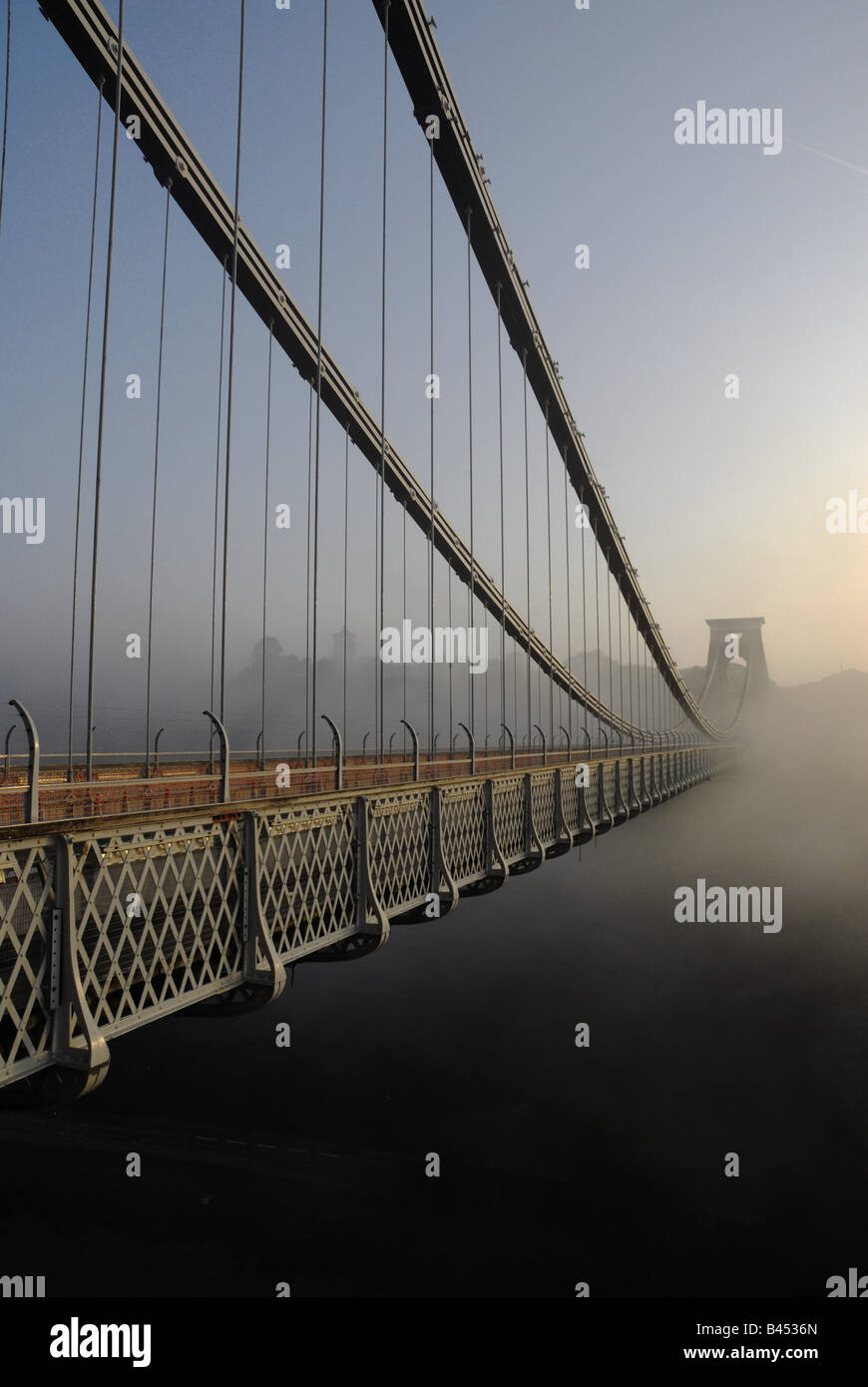 Clifton suspension bridge in Bristol at sunrise Stock Photo