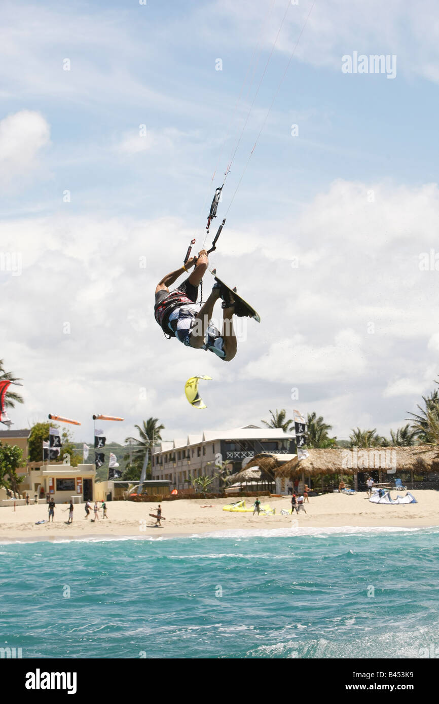 kite boarding at kite beach in the Dominican Republic Stock Photo Alamy