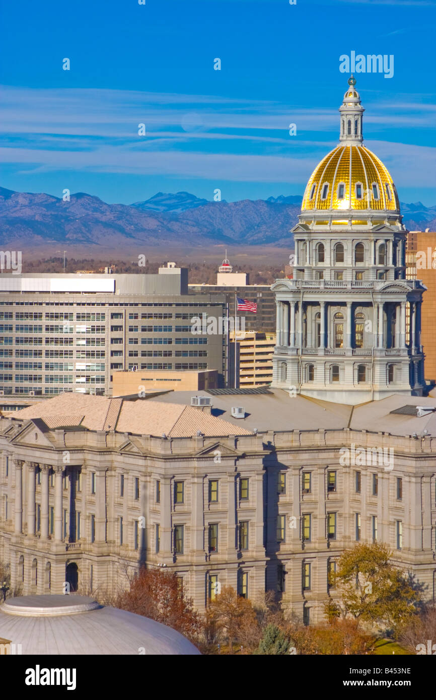 Colorado State Capitol Golden Dome against Denver skyline Stock Photo ...