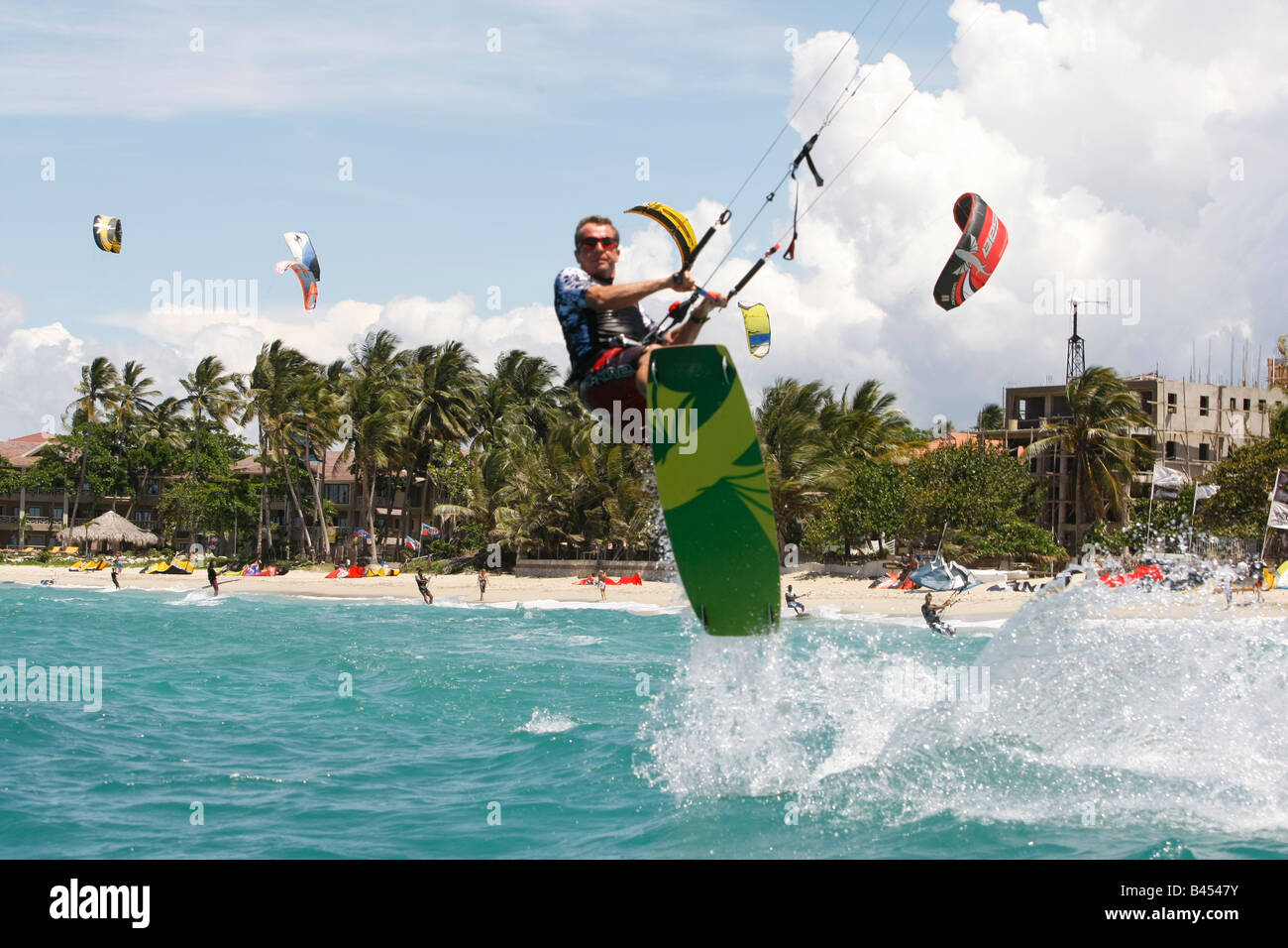 kite boarding at kite beach in the Dominican Republic Stock Photo Alamy