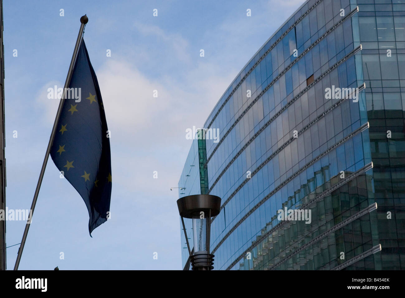 Modern office blocks in the EU district of Brussels around the Schuman roundabout, Belgium Stock Photo