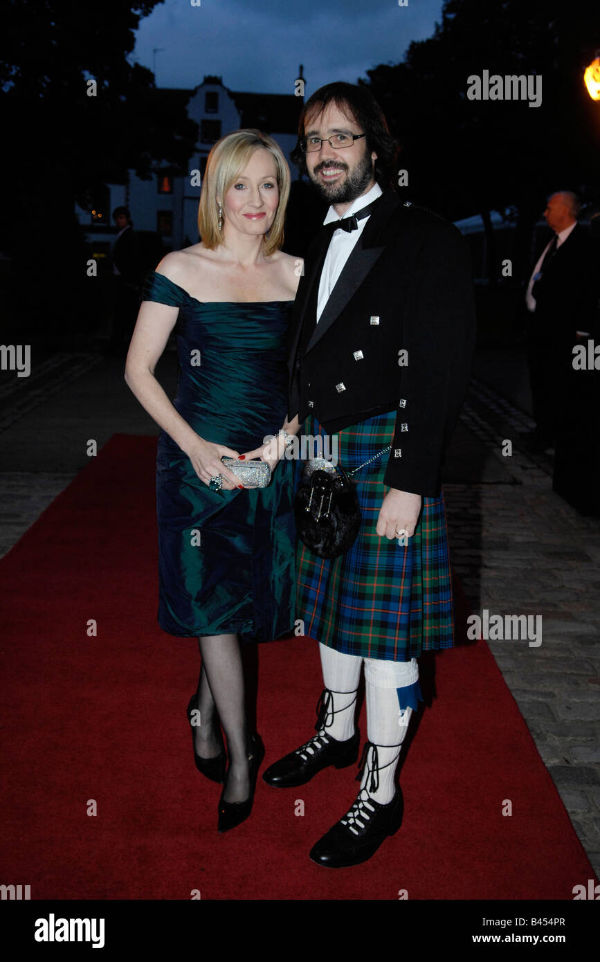 Harry potter Aurthor  JK Rowling and husband Dr Neil Murray arriving at awards event in Edinburgh to recieve the Edinburgh Award Stock Photo