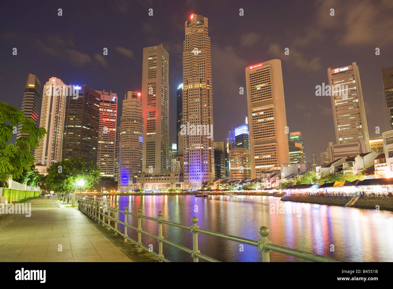 Asia Singapore Singapore Skyline Financial district at dusk Stock Photo
