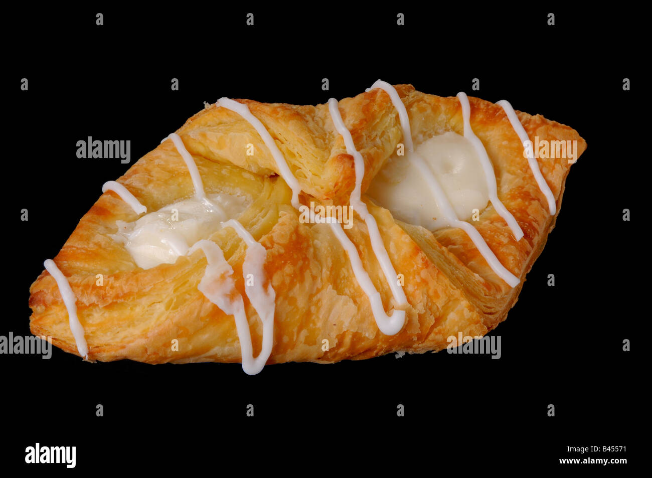 Cream cheese danish pastry isolate on black Stock Photo Alamy