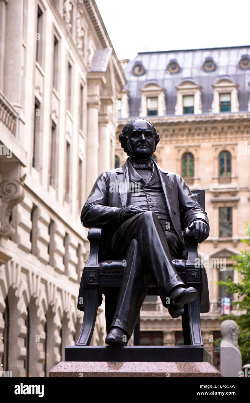 Statue of George Peabody by Royal Exchange, City of London, London United Kingdom Stock Photo